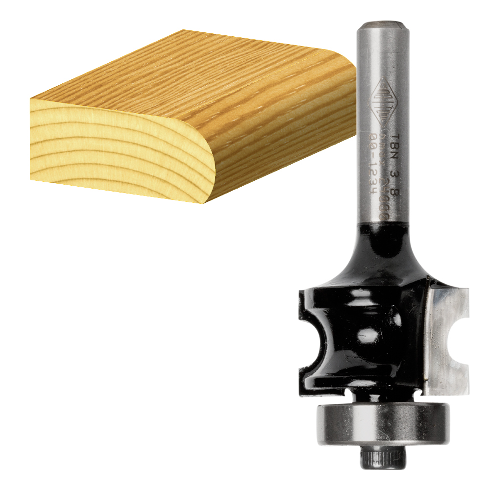 2 Flute Bull Nose Radius Bit with Ball Bearing Guide Carbide Tipped